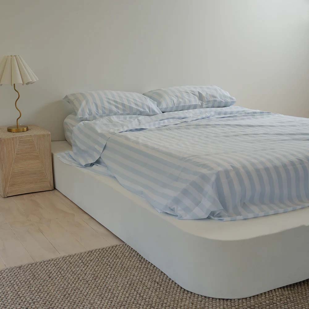 Home Lab 100% Stonewashed Cotton Stripe Sheet Set
